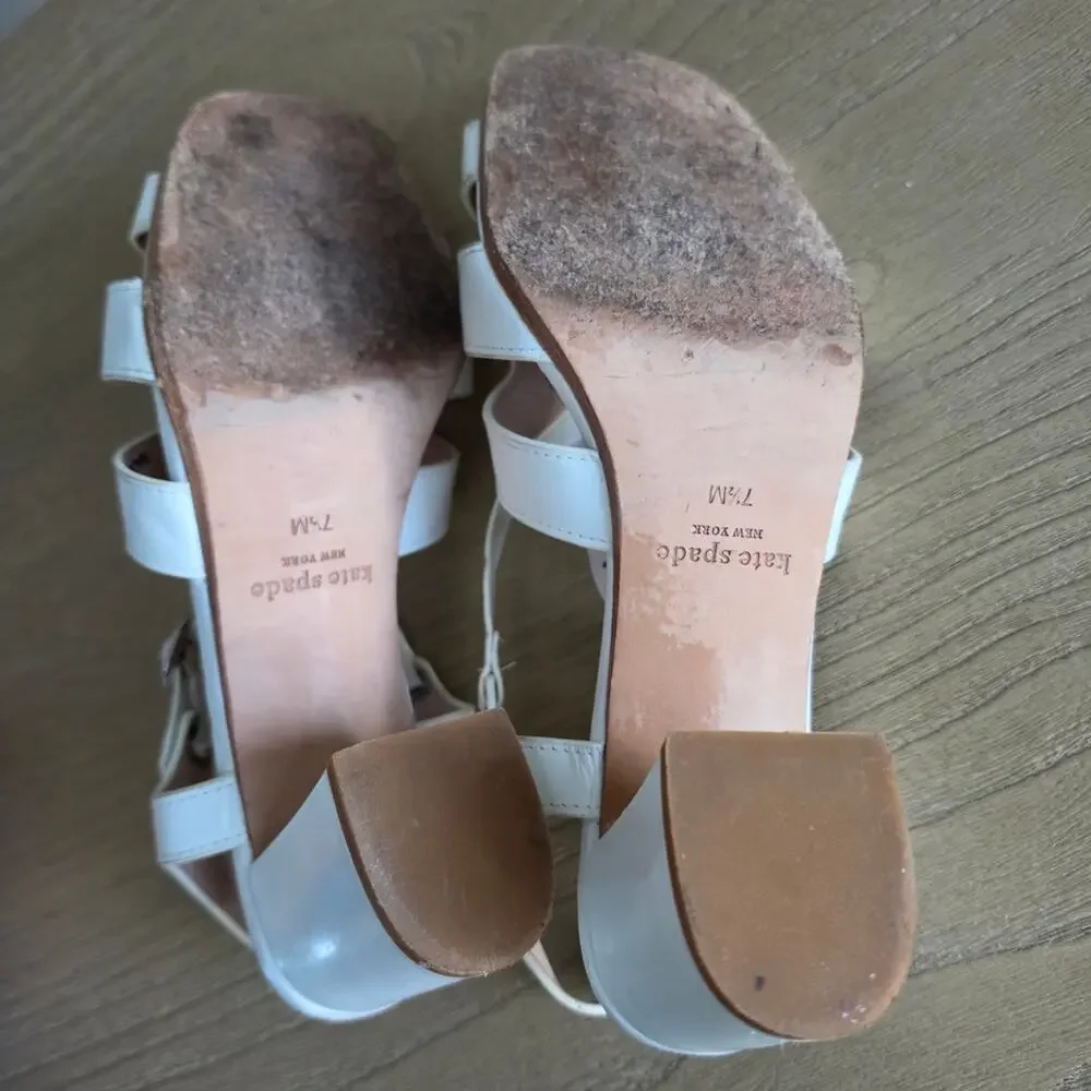 Kate Spade White Strappy Heeled Sandals Size 7.5